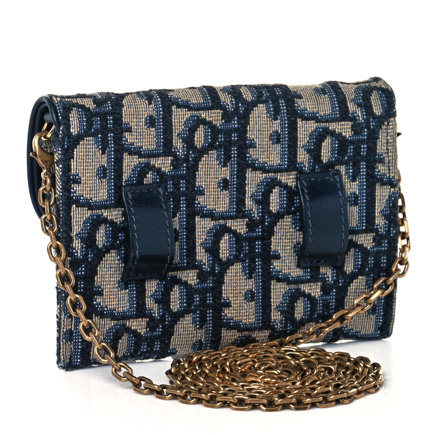 Christian Dior Oblique Nano Saddle Chain Pouch Blue 3 of 7