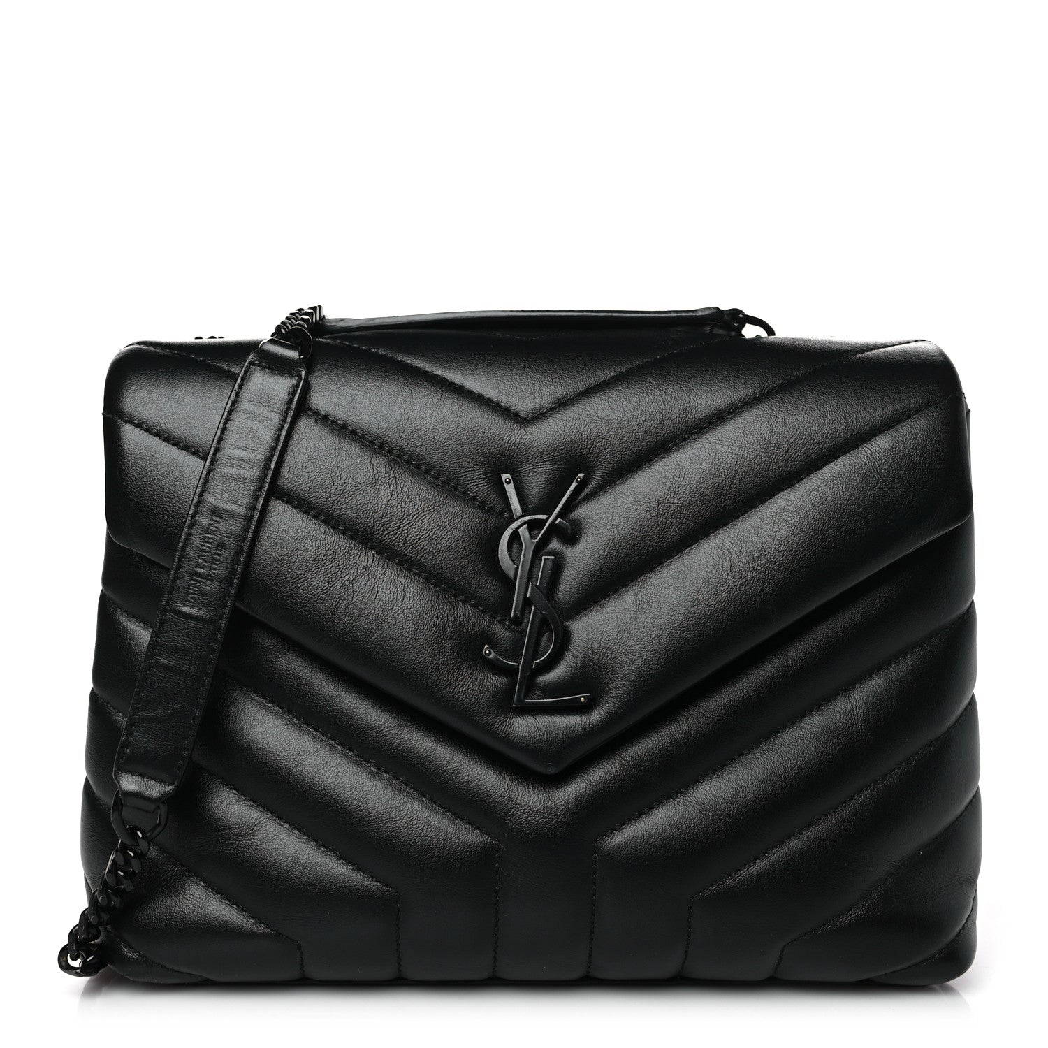 Saint Laurent Calfskin Y Quilted Monogram Monochrome Toy Loulou Crossbody Bag Black 1 of 10