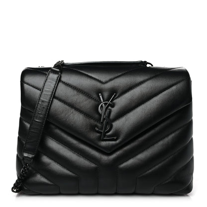 Saint Laurent Calfskin Y Quilted Monogram Monochrome Toy Loulou Crossbody Bag Black 1 of 10