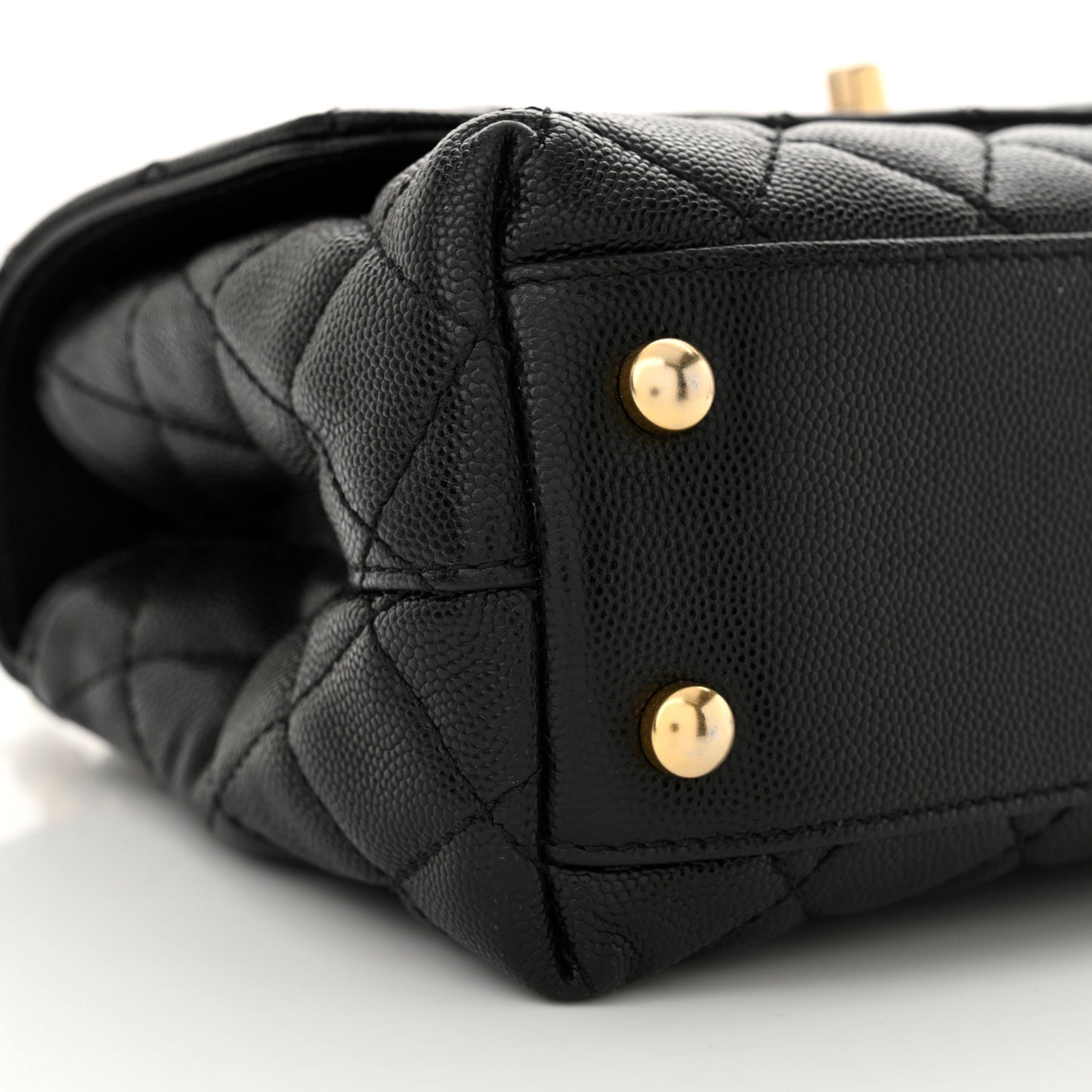 Caviar Quilted Mini Coco Chain Handle Flap Black