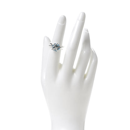 David Yurman Sterling Silver Diamond Blue Topaz 10mm Cable Wrap Ring 52 6 2 of 6