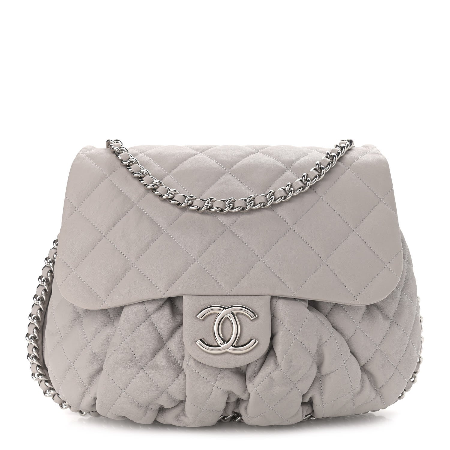 Chanel Washed Lambskin Quilted Large Chain Around Flap Grey 1 of 10