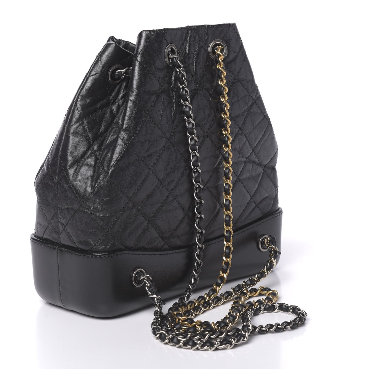 Aged Calfskin Quilted Small Gabrielle Backpack Black