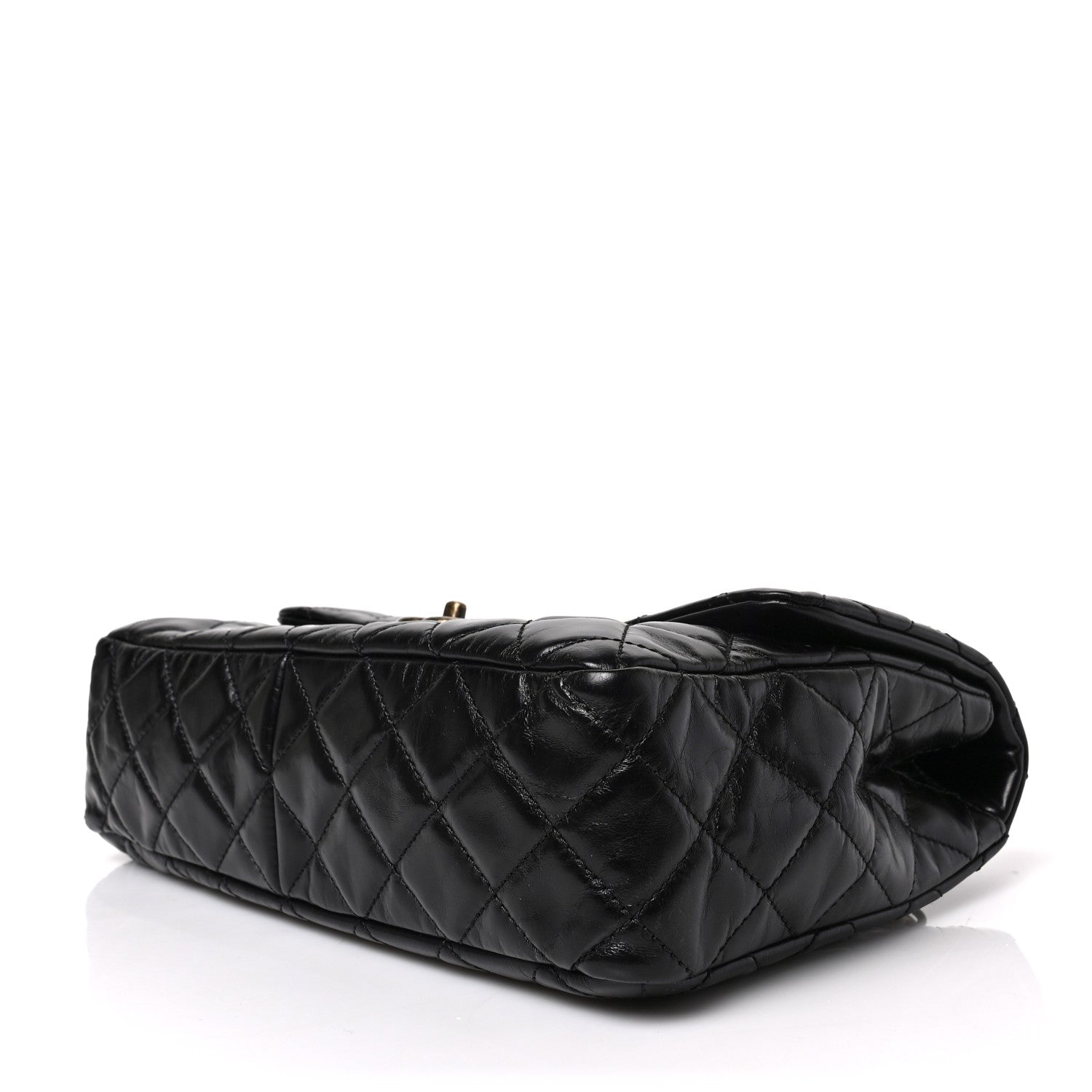 Chanel Glazed Calfskin Castle Rock Large Flap Black Burgundy 9 of 9
