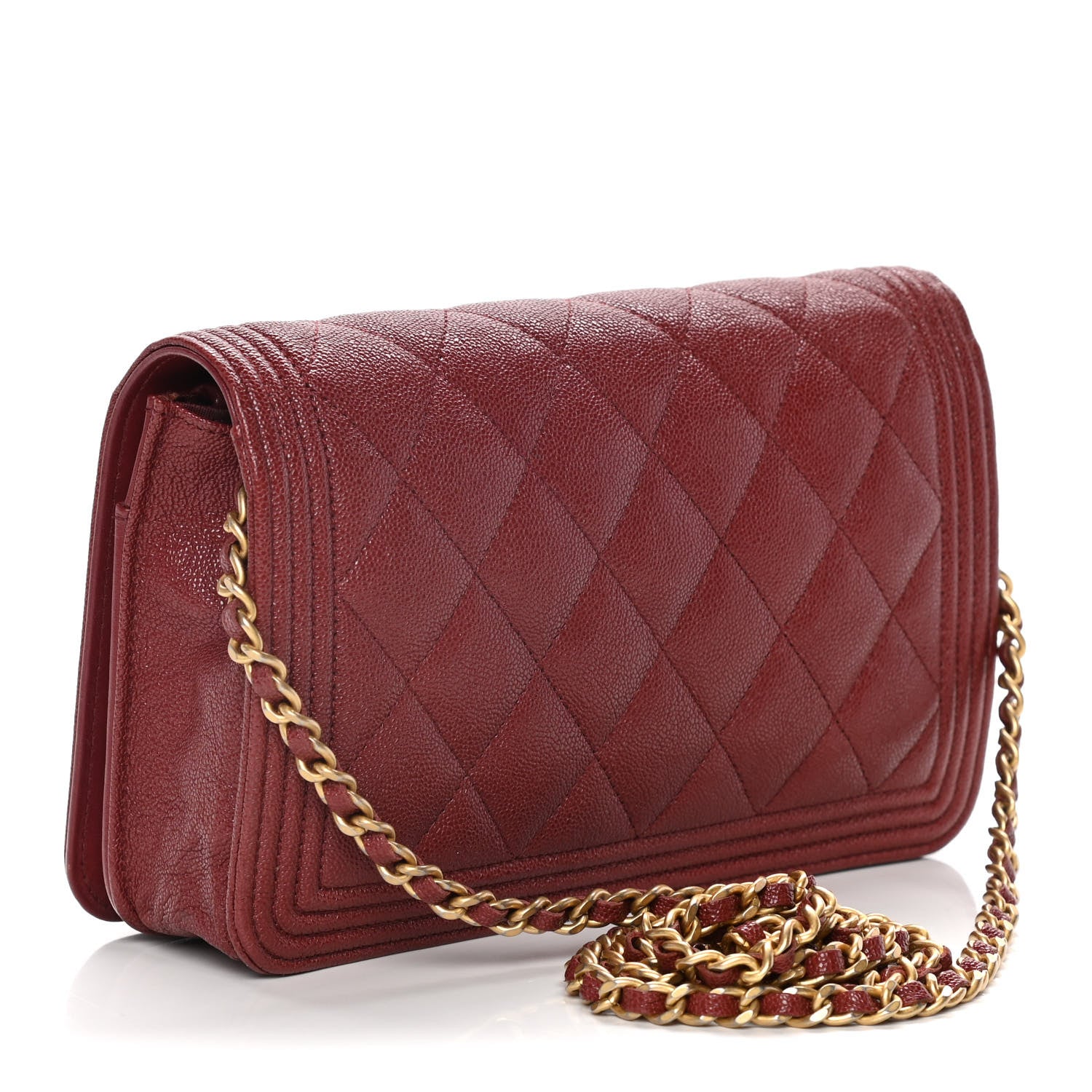 Chanel Caviar Quilted Boy Wallet On Chain WOC Red 3 of 16