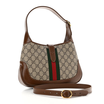Gucci GG Supreme Monogram Azalea Calfskin Web Small Jackie 1961 Hobo Beige Ebony Brown Sugar 3 of 10