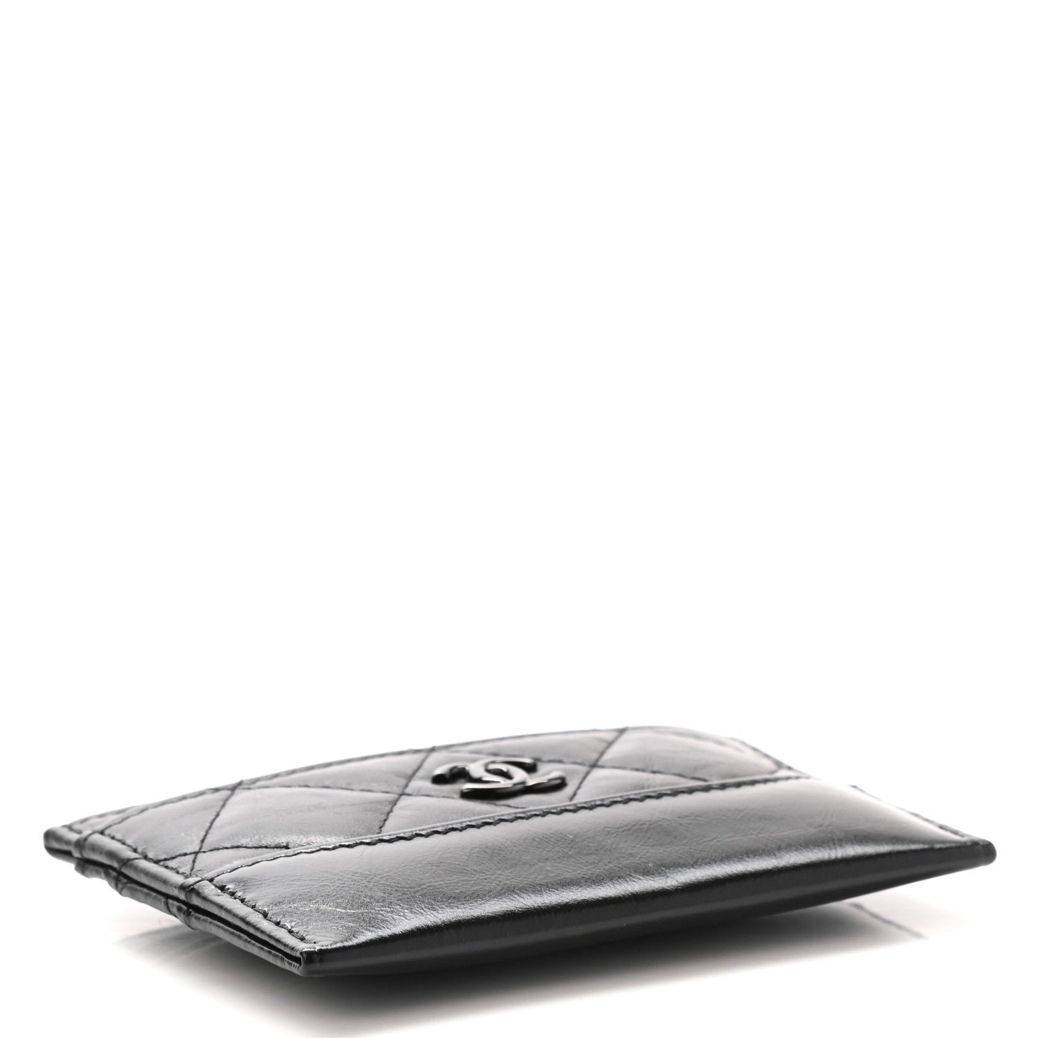 Chanel Aged Calfskin Quilted Gabrielle Card Holder Wallet So Black 4 of 8