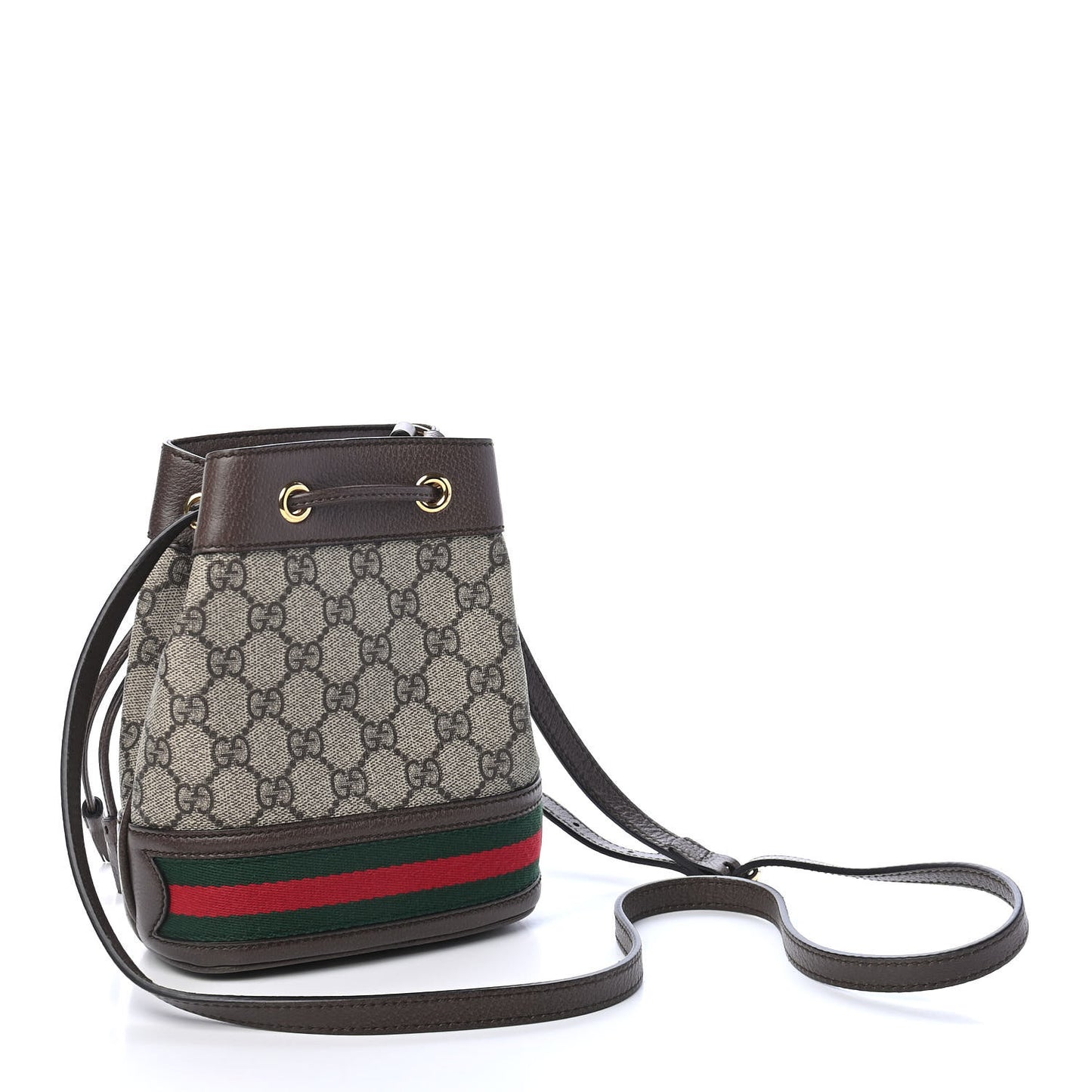 GG Supreme Monogram Web Mini Ophidia Bucket Bag Brown