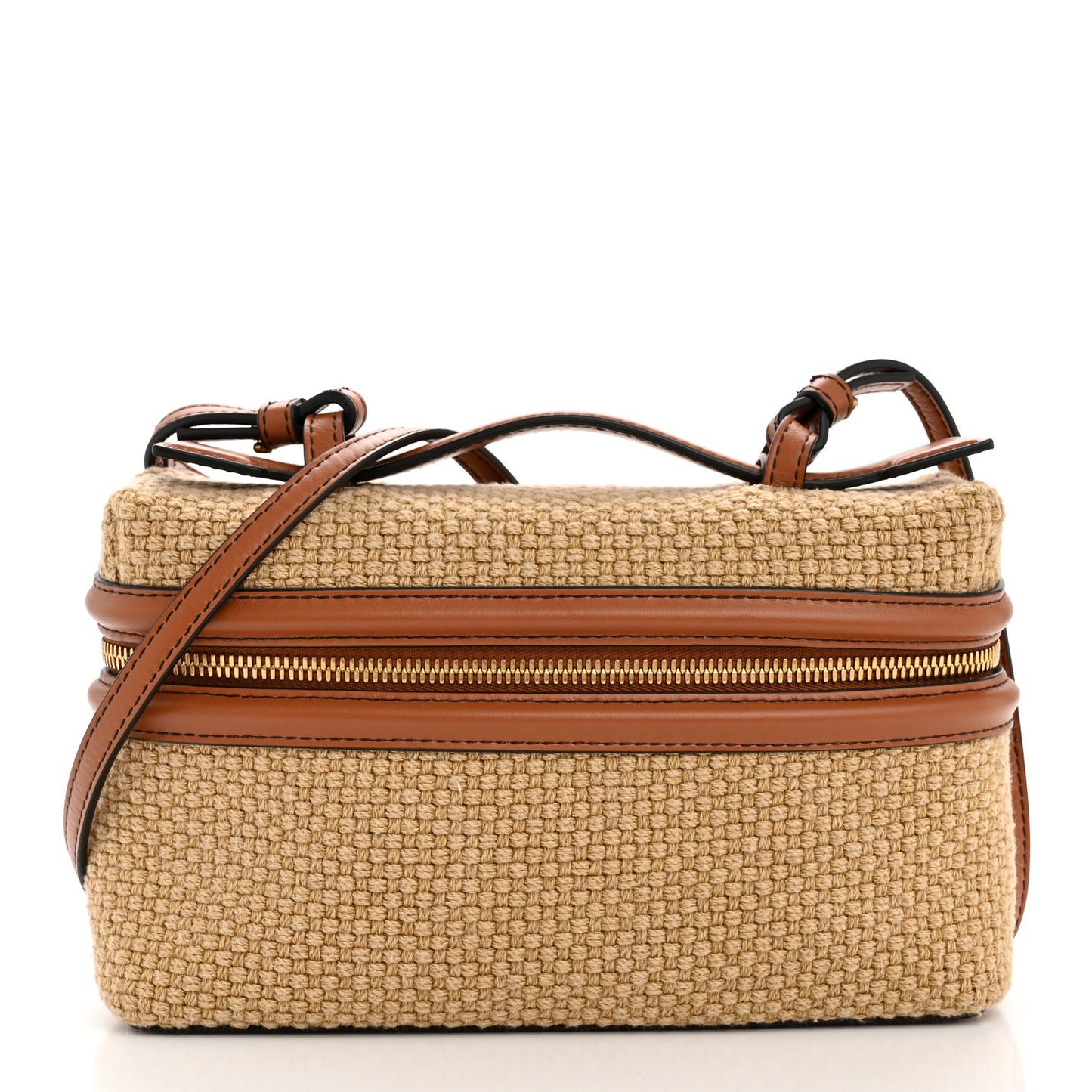 Nappa Jute Intrecciato Bang Bang Vanity Case Cane Sugar Light Wood