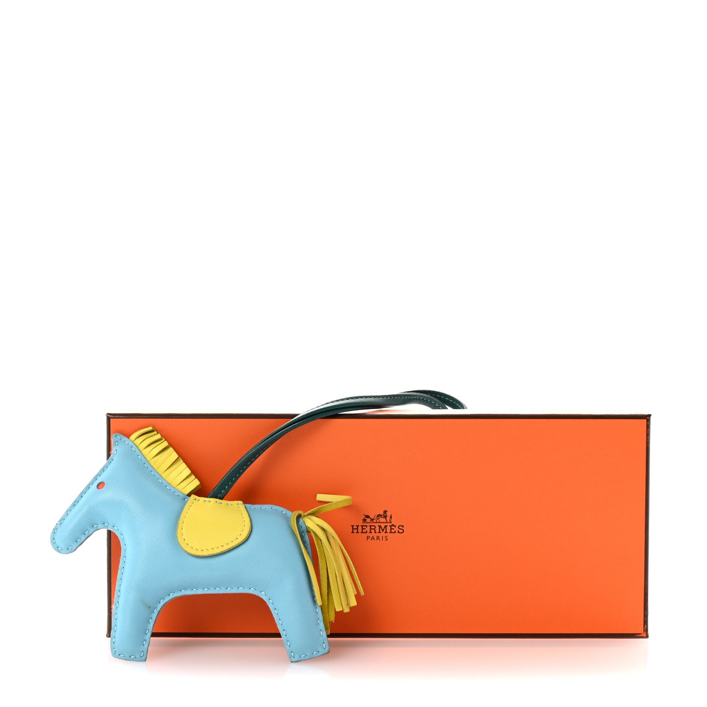 Milo Lambskin Grigri Rodeo Horse Bag Charm GM Bleu Celeste Lime Malachite