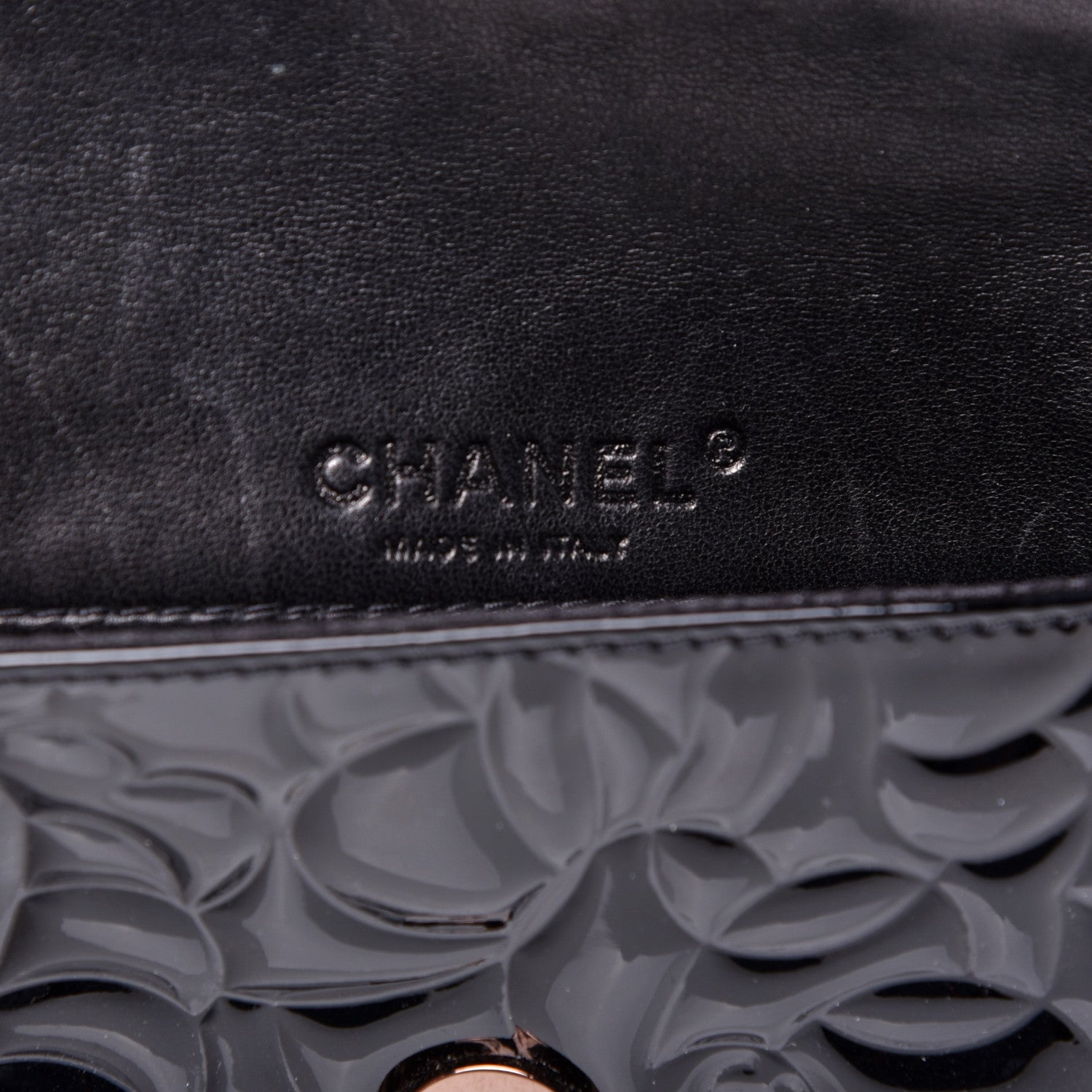 Chanel Patent Camellia Embossed Mini Flap Black 8 of 11