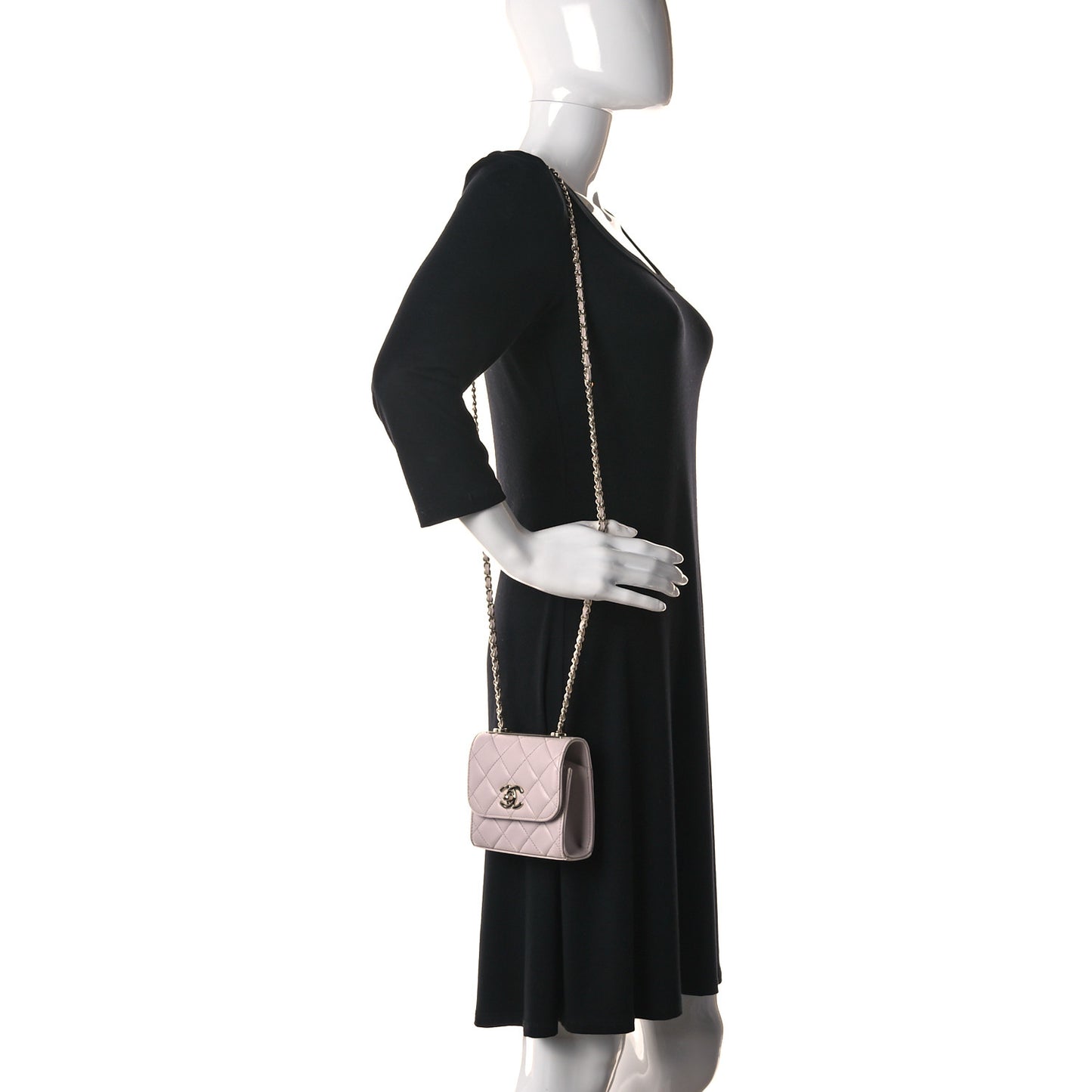 Lambskin Quilted Mini Trendy CC Clutch With Chain Light Pink