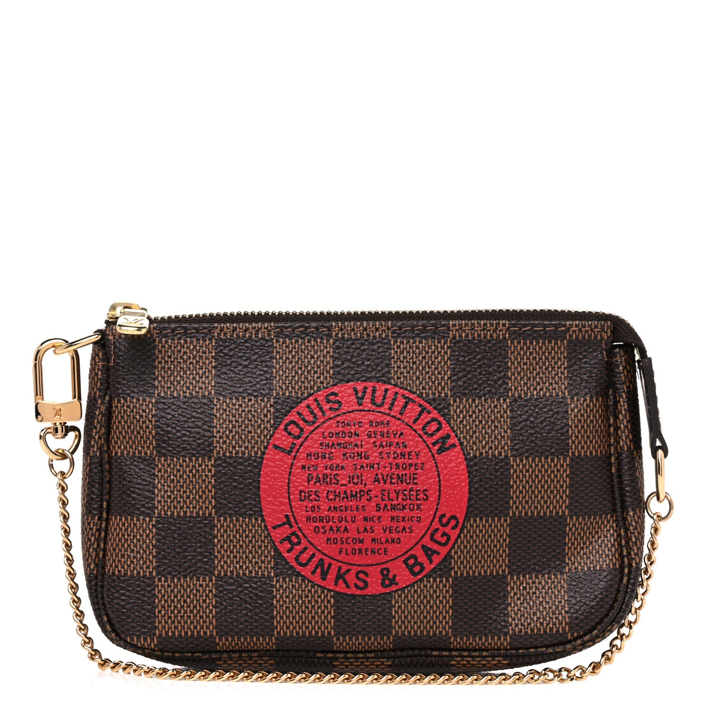 Damier Ebene Complice Trunks and Bags Mini Pochette Accessories Red