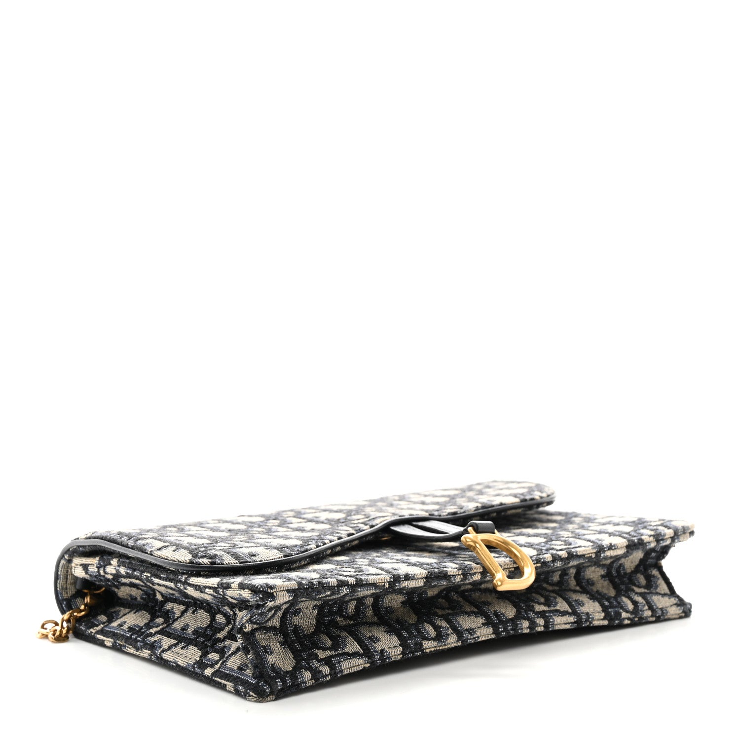Christian Dior Oblique Saddle Chain Pouch Blue 4 of 10