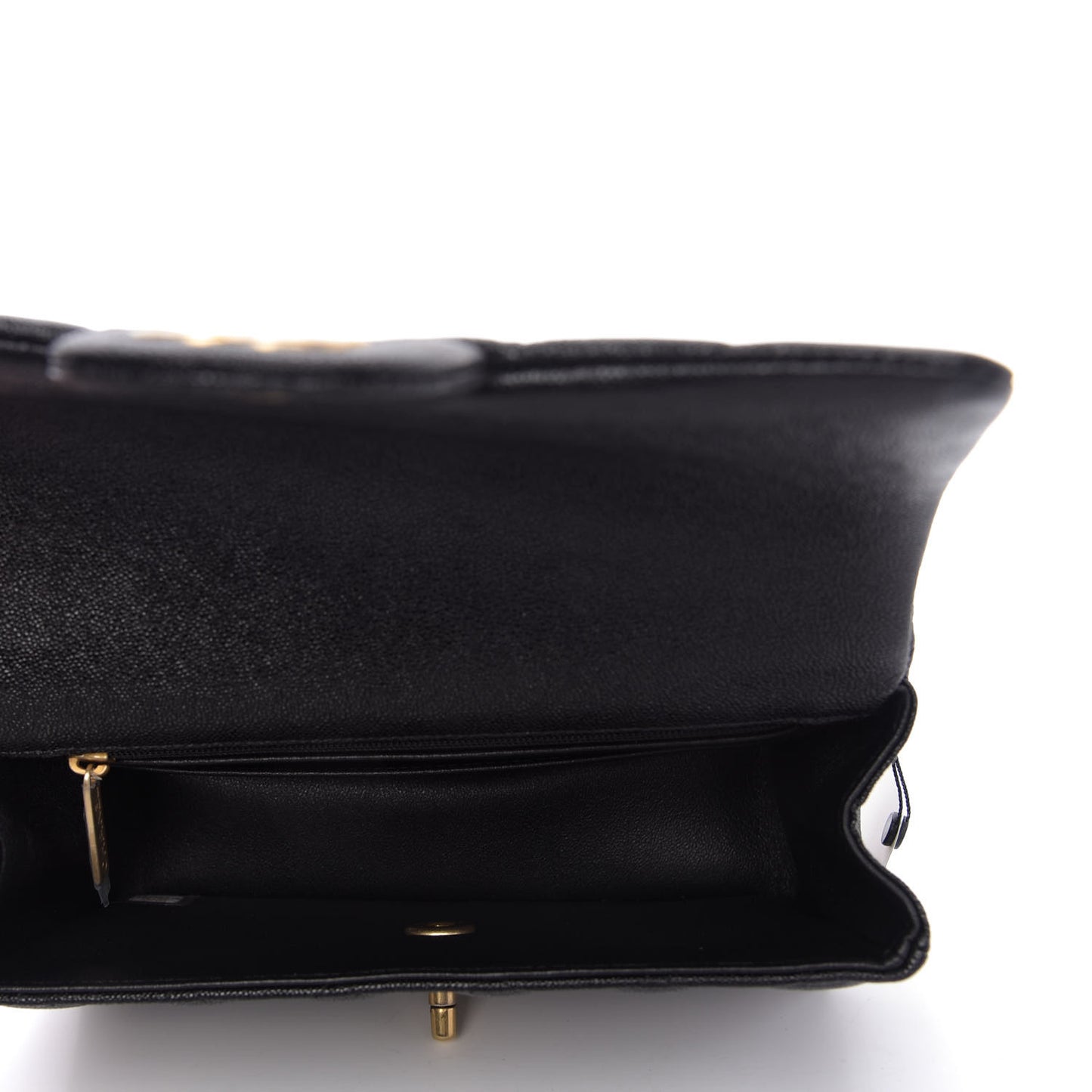 Caviar Quilted Mini Top Handle Rectangular Flap Black