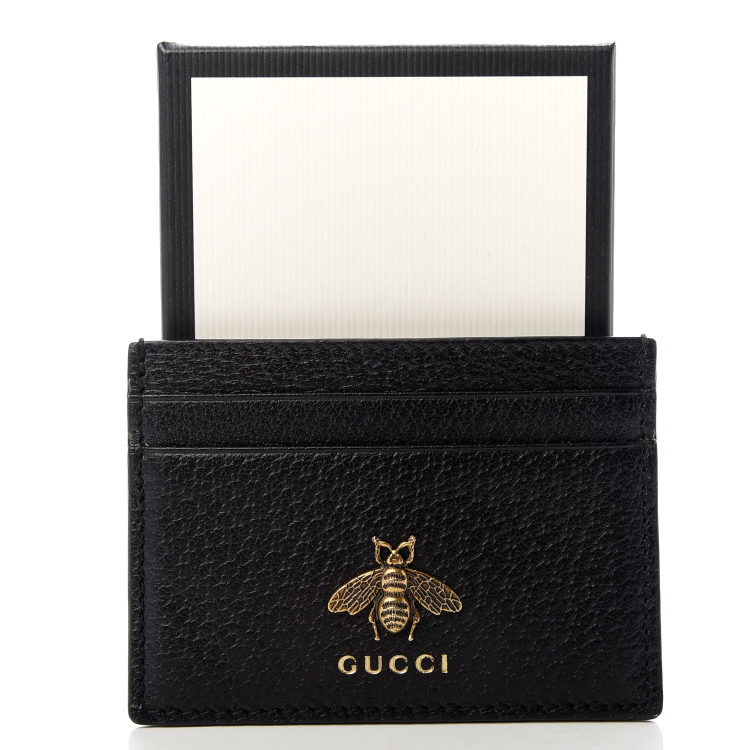 Gucci Pebbled Calfskin Animalier Card Holder Black 7 of 7