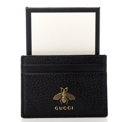 Gucci Pebbled Calfskin Animalier Card Holder Black 7 of 7