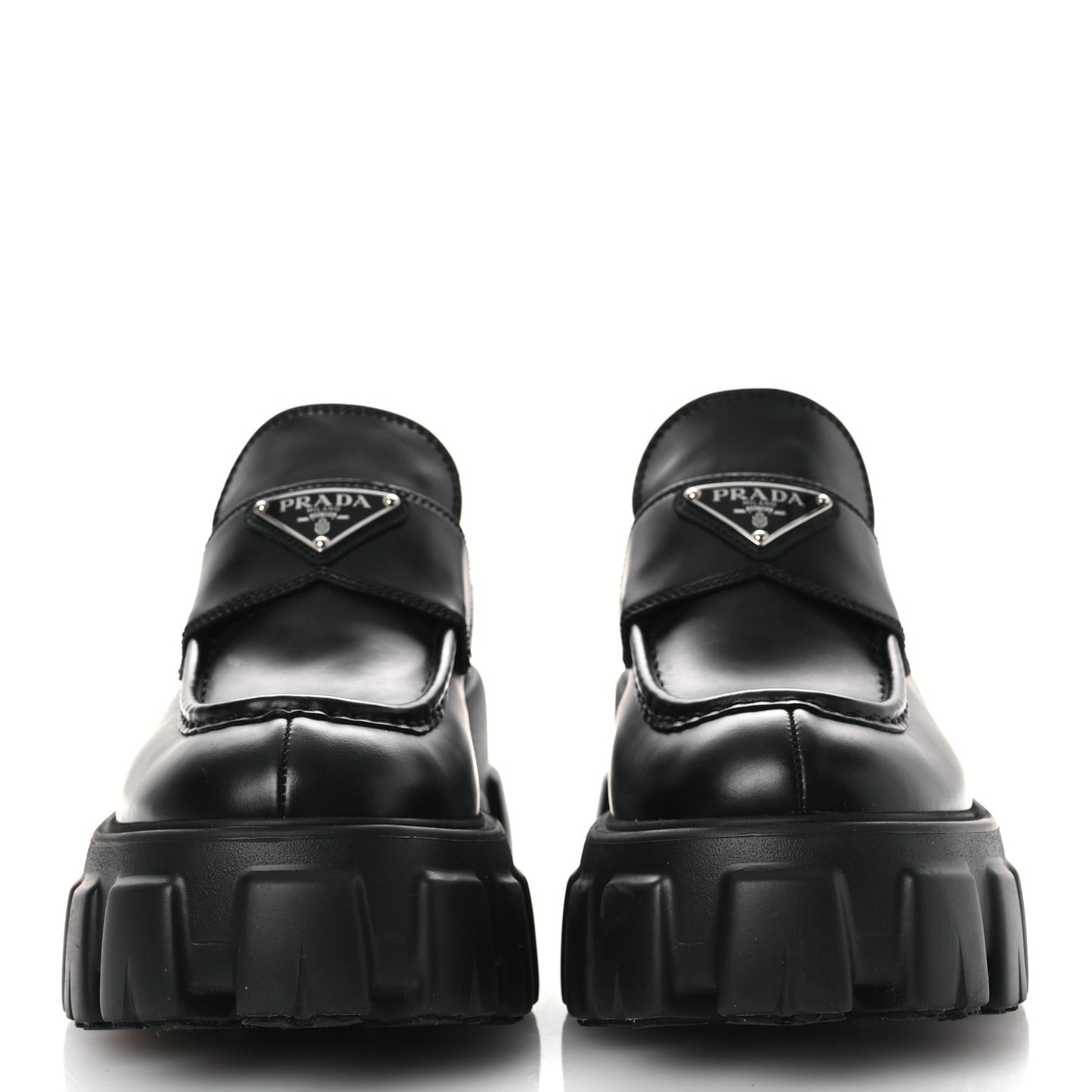 Spazzolato Rois Metal Triangle Logo Monolith 55mm Loafers 39 Black