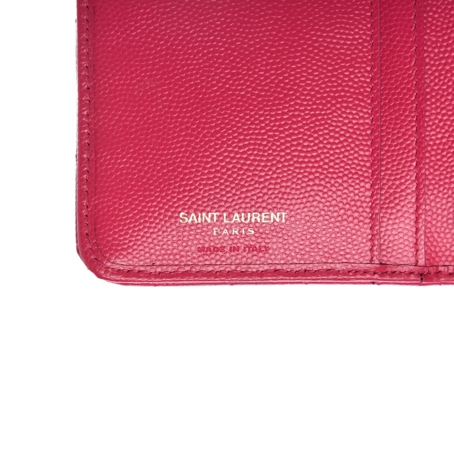 Saint Laurent Grain De Poudre Matelasse Chevron Monogram Zip Around Wallet Fuchsia 8 of 11