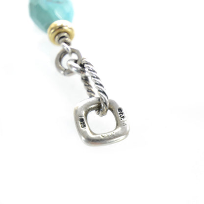 David Yurman Sterling Silver and 18k Gold Turquoise Figaro Bracelet 5 of 6