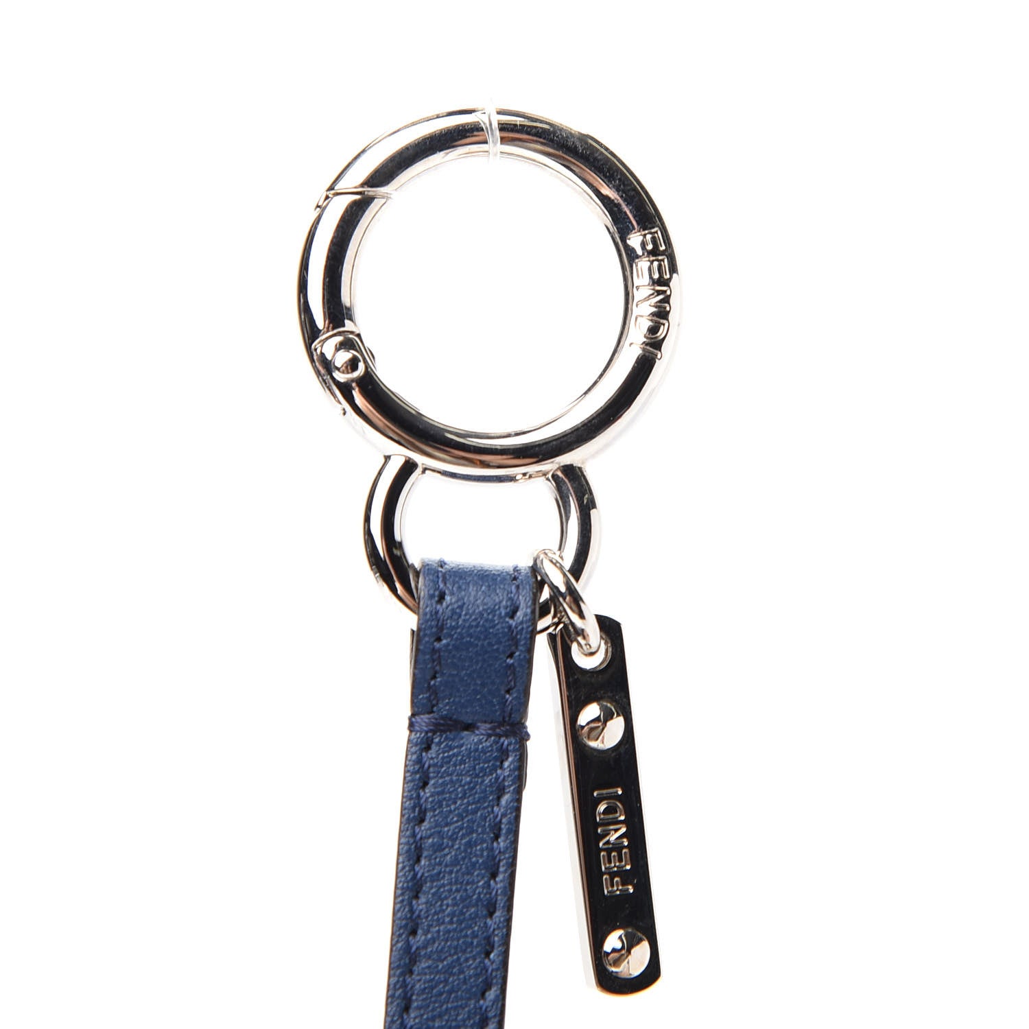Fendi Mink Fur Vitello Dolce Pequin Flowerland Bag Charm Navy White 3 of 3