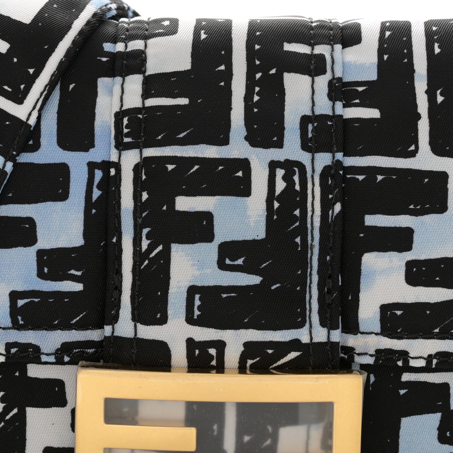 X JOSHUA VIDES Nylon FF Cloudy Mini Belt Baguette Bag White Celeste Black
