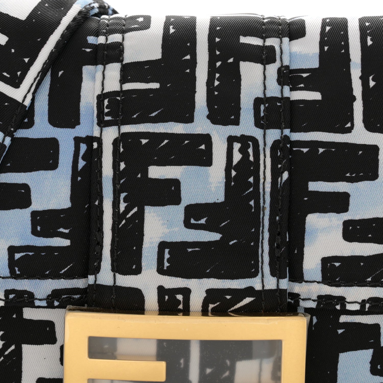 Fendi X JOSHUA VIDES Nylon FF Cloudy Mini Belt Baguette Bag White Celeste Black 8 of 10