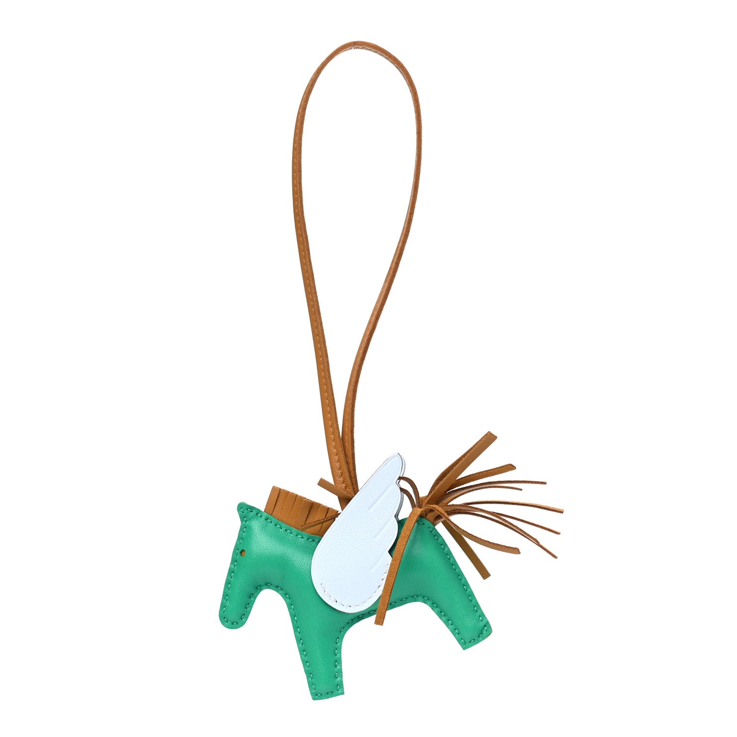 Milo Lambskin Grigri Rodeo Pegase Horse Bag Charm PM Menthe Sesame Bleu Brume