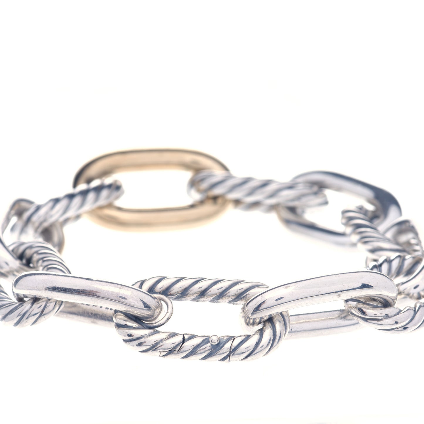 Sterling Silver 18K Yellow Gold 13.5mm Large Madison Cable Link Bracelet