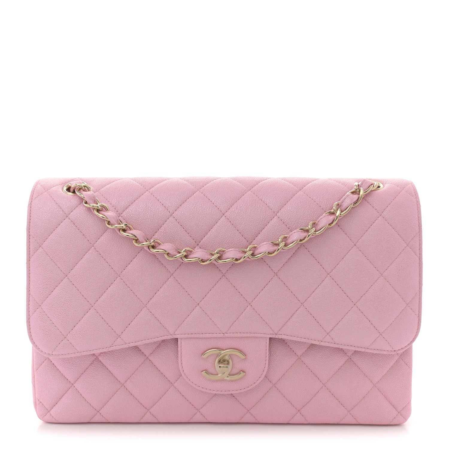 Chanel Iridescent Caviar Quilted Jumbo Double Flap Rose Pink 1 of 10