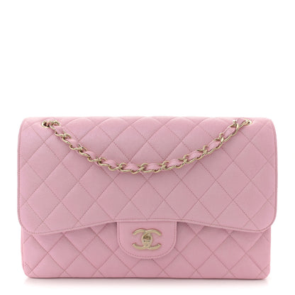 Chanel Iridescent Caviar Quilted Jumbo Double Flap Rose Pink 1 of 10
