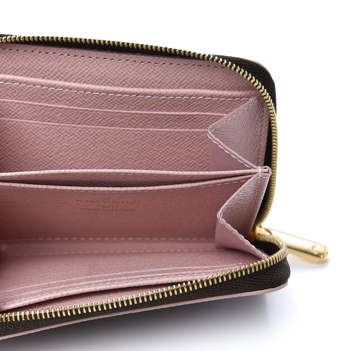 Damier Ebene Studded Zippy Coin Purse Rose Ballerine