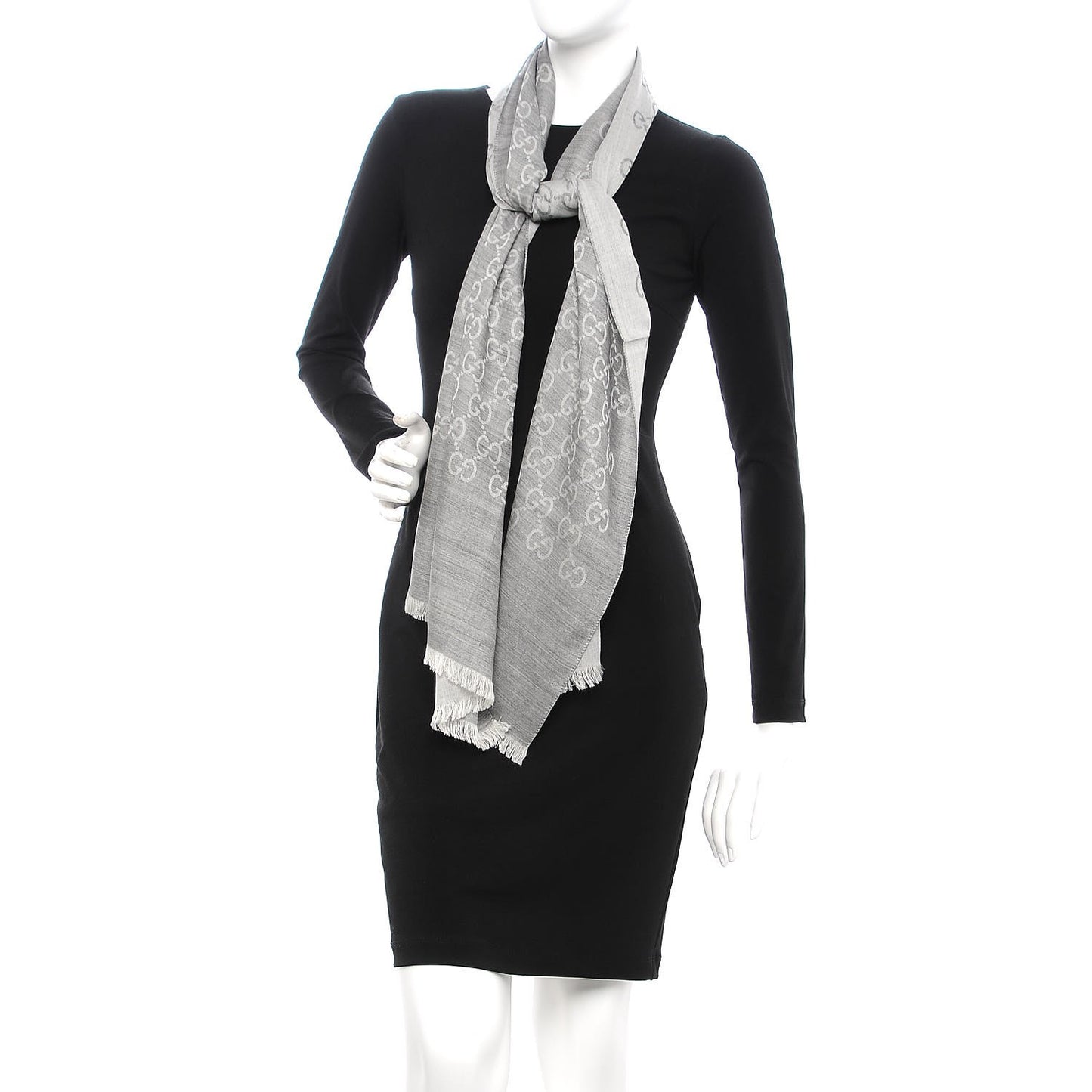 Wool Silk GG Monogram GGNat Scarf Lead