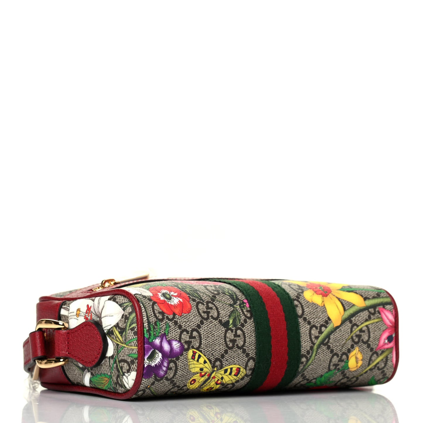 GG Supreme Monogram Flora Web Mini Ophidia Shoulder Bag Red