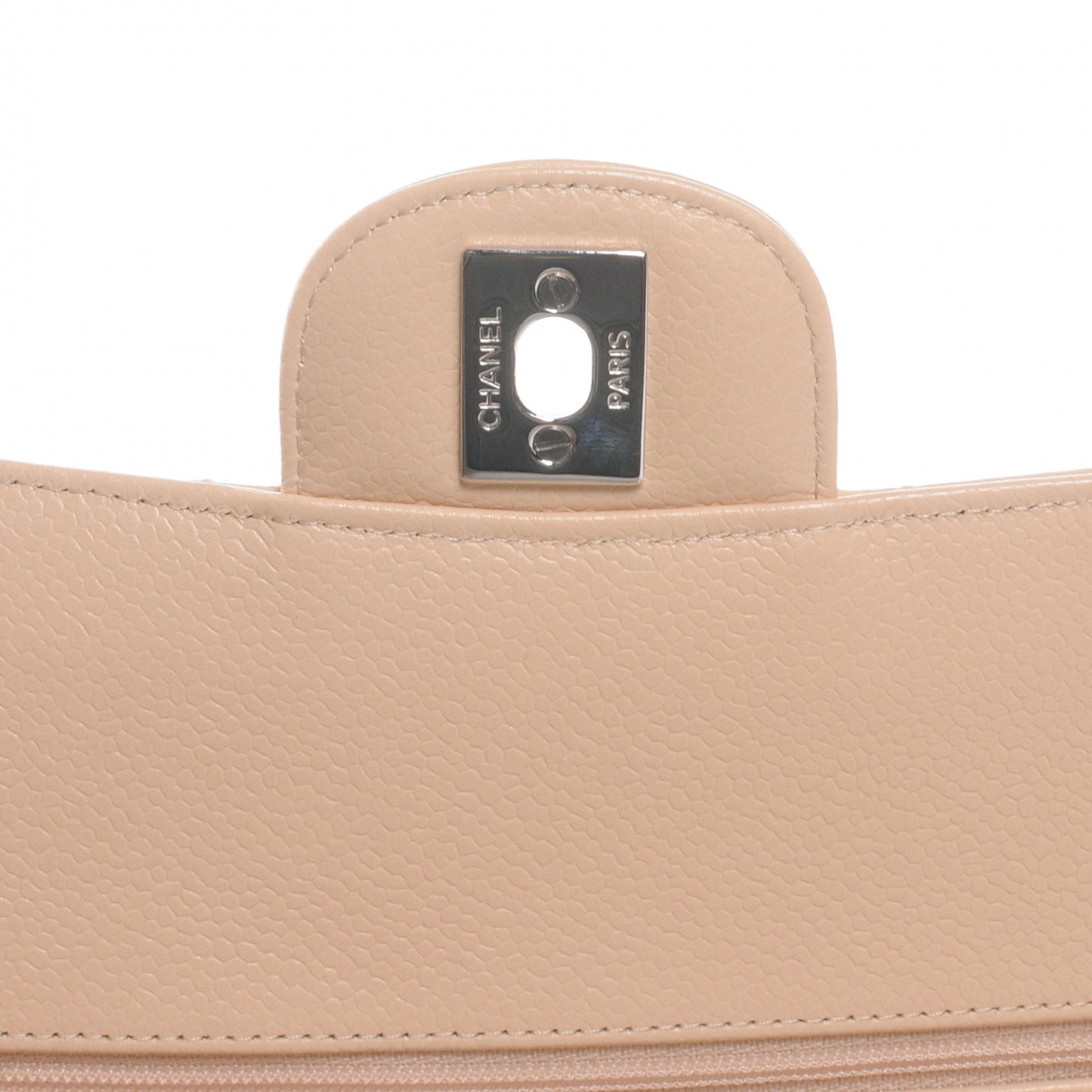 Caviar Quilted Medium Double Flap Beige Clair
