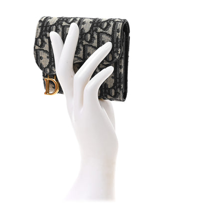 Christian Dior Oblique Saddle Lotus Wallet Blue 2 of 6