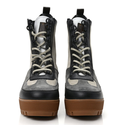 Louis Vuitton Suede Calfskin Monogram Platform Desert Boots 38 Dark Gray 2 of 7