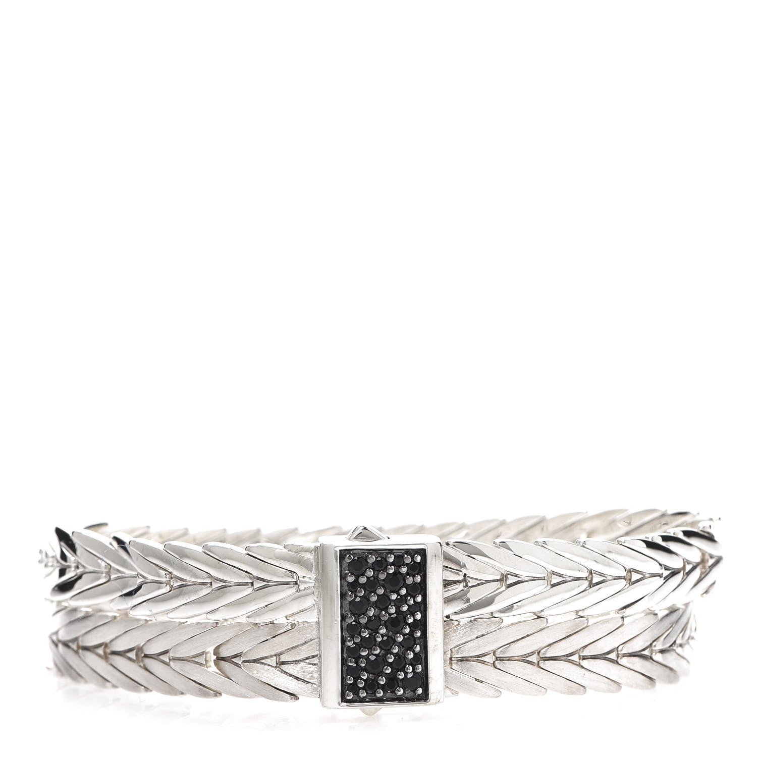 John Hardy Sterling Silver Black Sapphire 16mm Modern Chain Double Row Bracelet 1 of 5