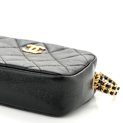 Chanel Shiny Caviar Quilted Chain Melody Camera Bag Black 10 of 11
