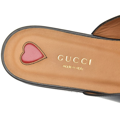 Gucci Calfskin Web Womens Peyton GG Slippers 37.5 Black 6 of 8