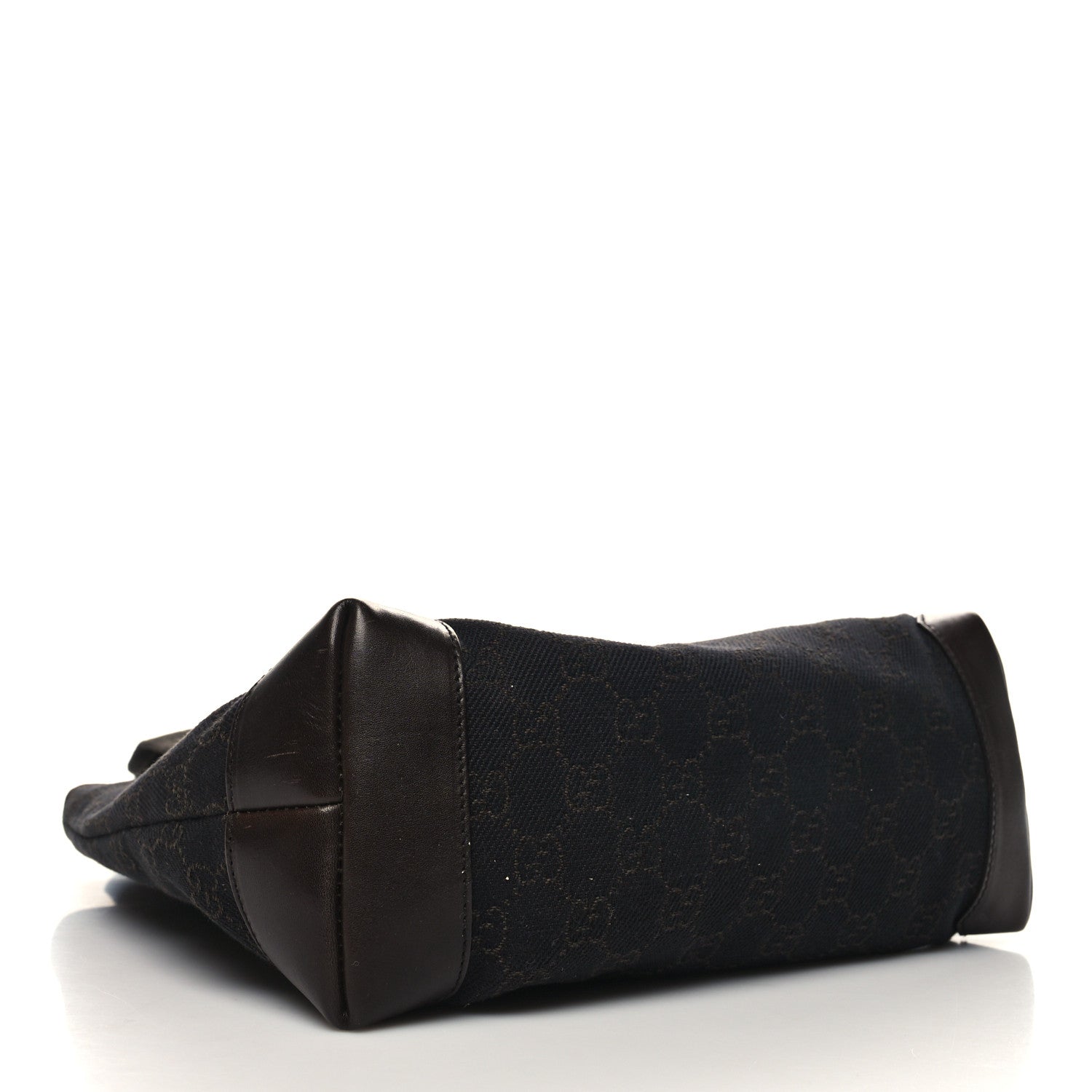 Gucci Denim Monogram Tote Bag Dark Brown 4 of 11