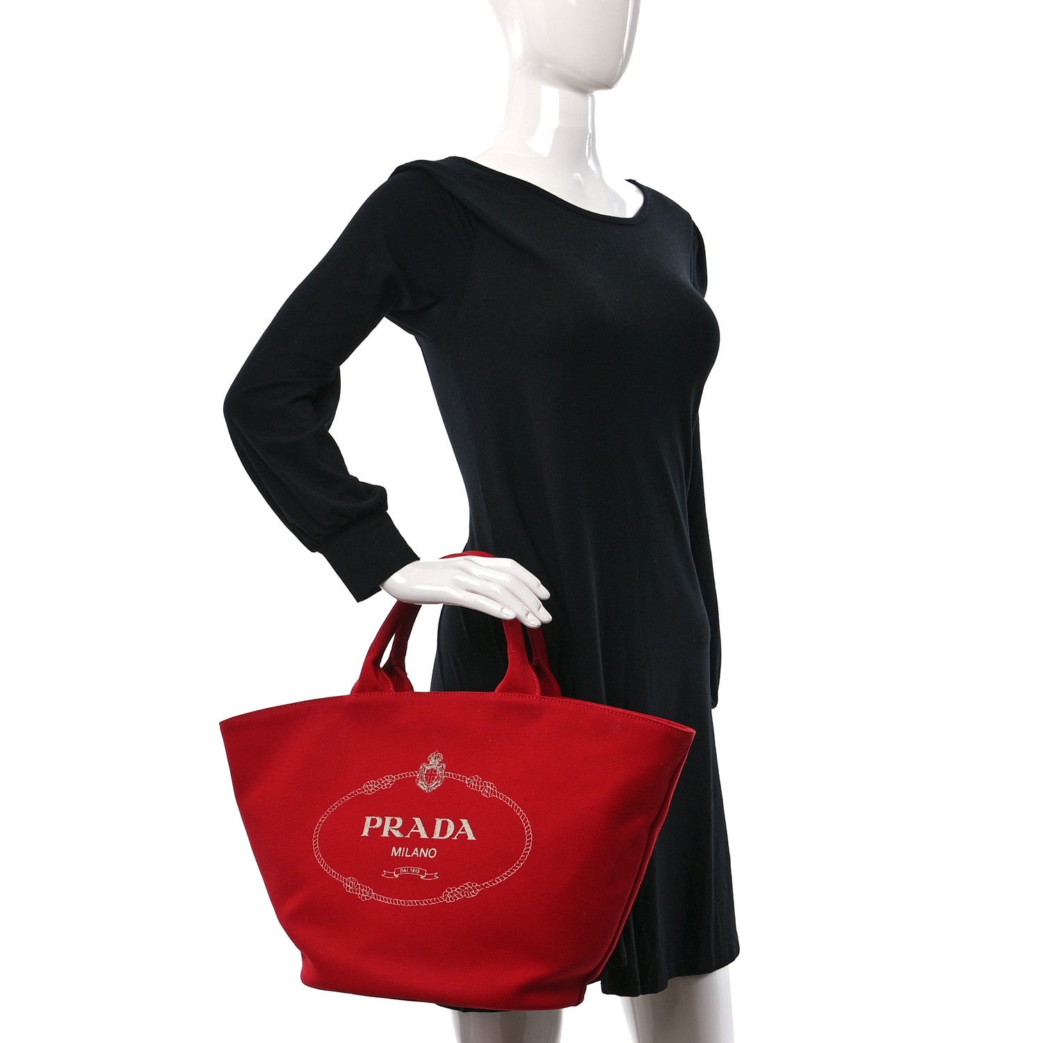 Prada Canapa Small Shopping Tote Rosso 2 of 13