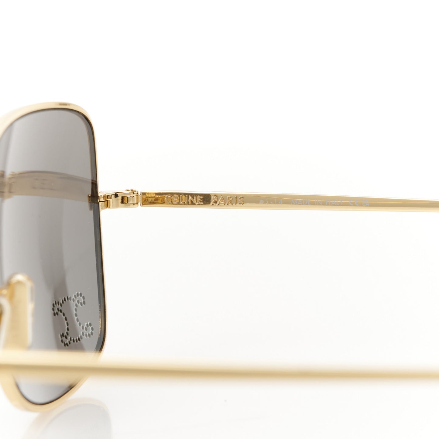 Metal Rhinestone Triomphe Sunglasses Gold Smoke