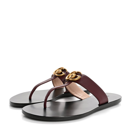 Gucci Calfskin GG Marmont Thong Sandals 36 Vintage Bordeaux 4 of 10