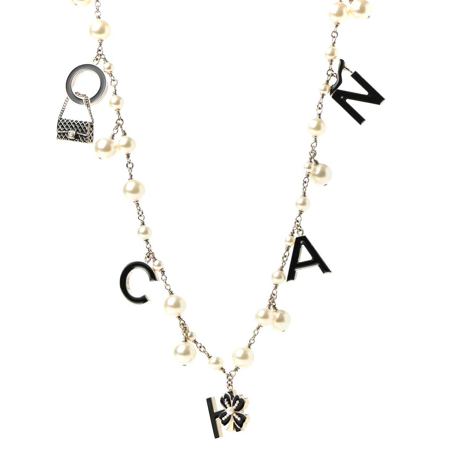 Chanel Pearl Charms Coco Chanel Logo Necklace 1 of 7