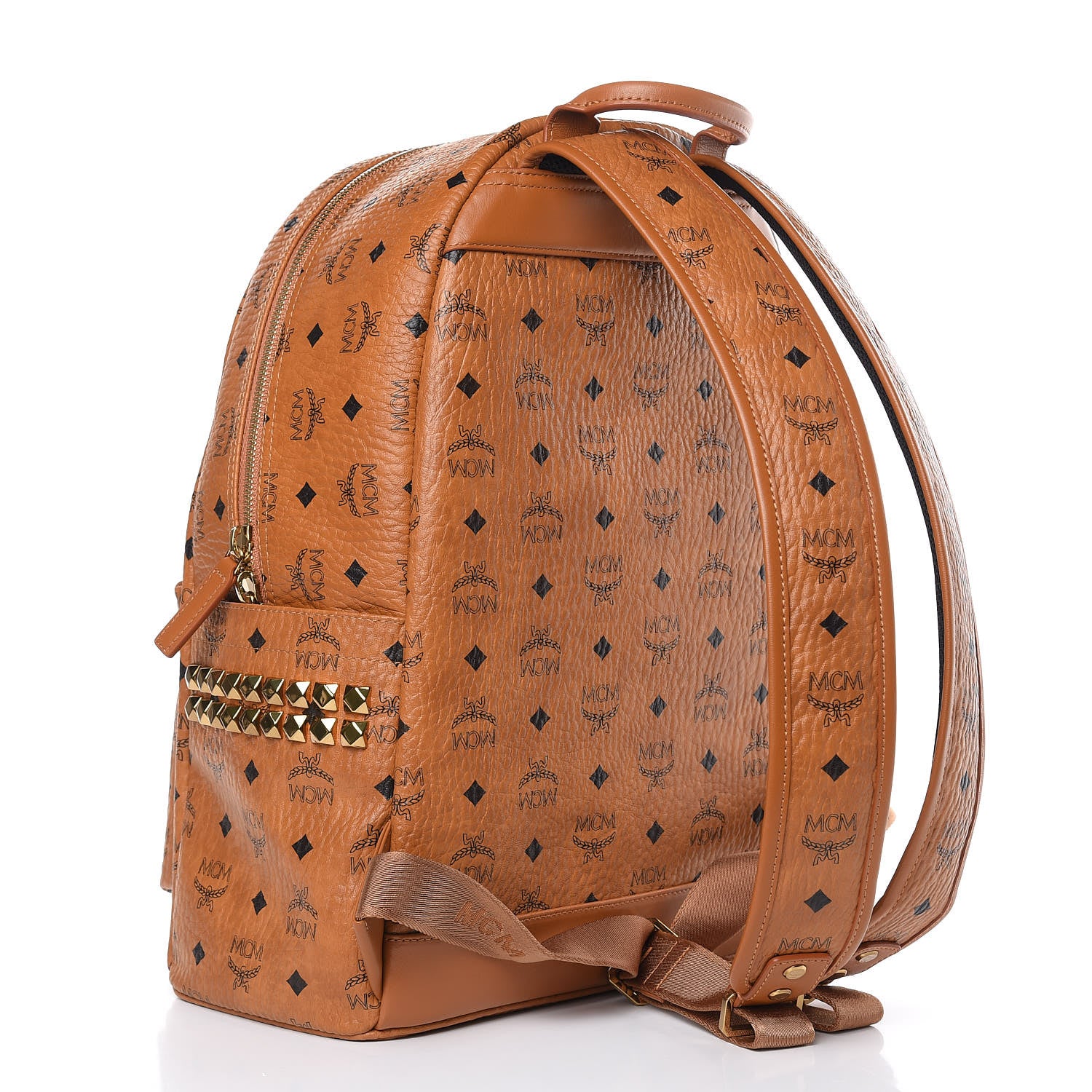 MCM Visetos Medium Side Studs Stark Backpack Cognac 4 of 10