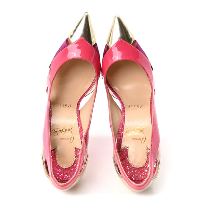 Christian Louboutin PVC Metal Gloss Patent Galata 120 Pumps  37 Pink 2 of 8