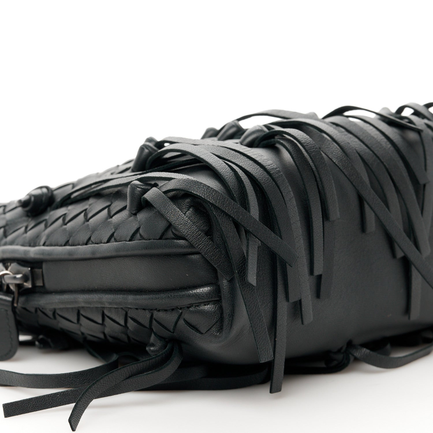 Bottega Veneta Nappa Intrecciato Fringe Nodini Crossbody Messenger Black 10 of 12