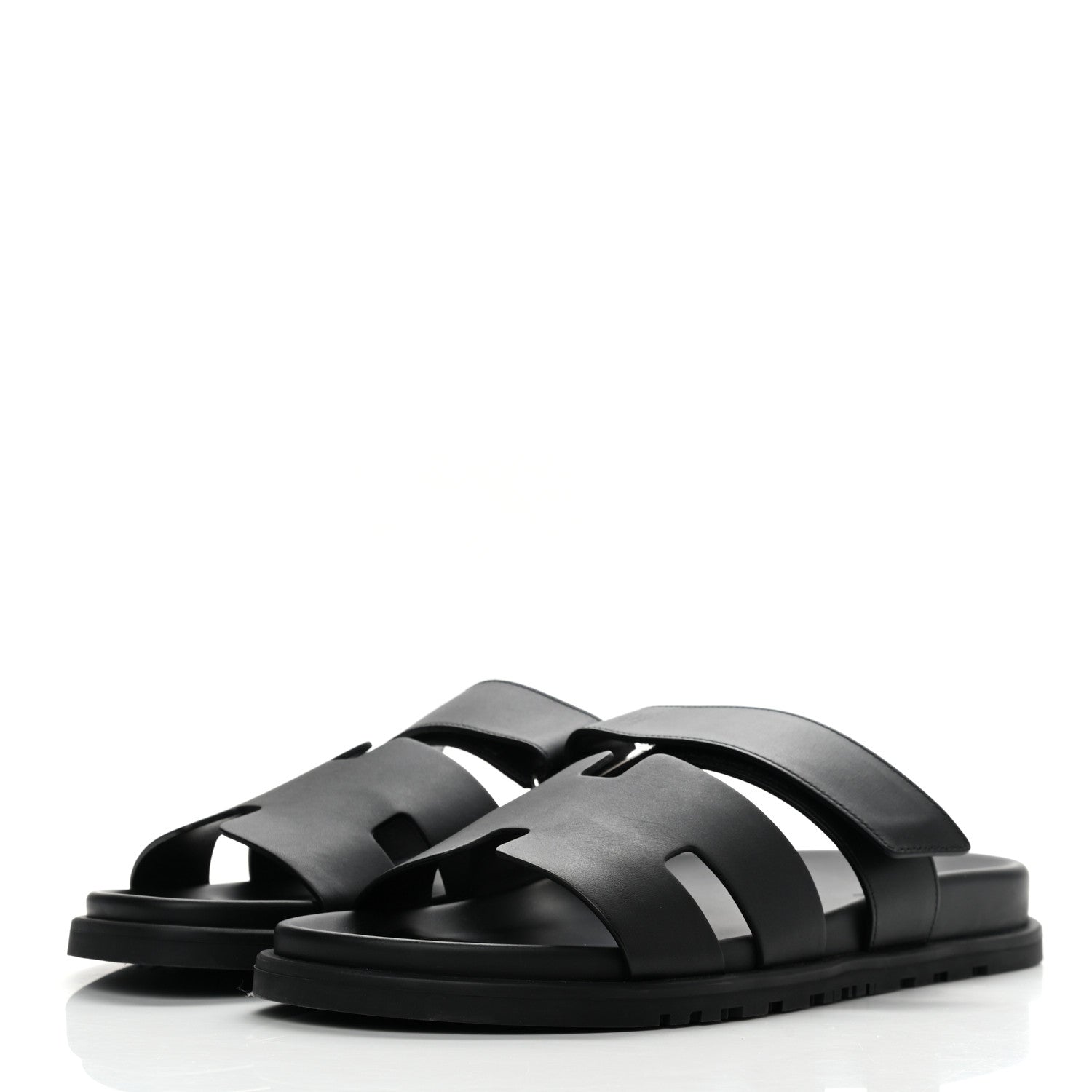 Hermes Calfskin Mens Chypre Sandals 42.5 Black 3 of 9