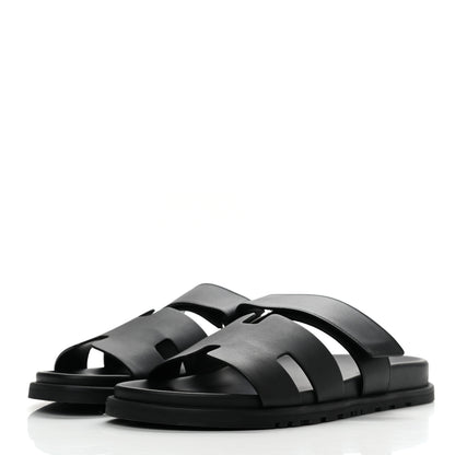 Hermes Calfskin Mens Chypre Sandals 42.5 Black 3 of 9